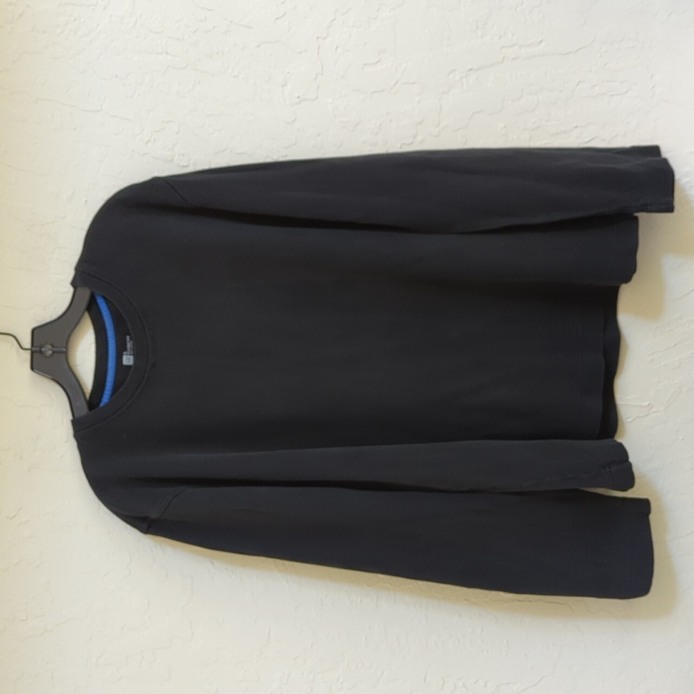 GAP Black Long Sleeve Waffle Knit Pullover Tee with Crew Neck Size XL - Picture 1 of 5